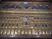 The Pala d'Oro or Golden Panel is an alterpiece in St. Mark's Basilica, Venice, Italy. Made of gold, cloissonne and jewels. Commisioned in 976 A.D. and finally completed in its present form in 1345 A.D.