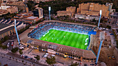 Aerial view of the Romareda soccer stadium during a Real Zaragoza match against UD Almeria