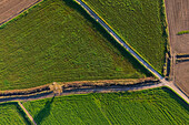 Aerial view of the fields in La Alfranca area in Zaragoza, Spain