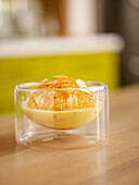 Ile flottante with caramel garnish