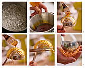 Making caramel lattice decorations