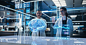 Neuroscientists working brain hologram