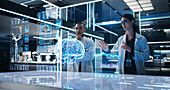 Neuroscientists working brain hologram