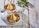 Warm pear with almond and cinnamon cream
