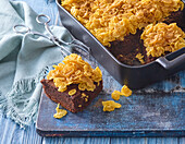 Cornflakes brownies with a hint of caramel