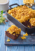 Cornflakes brownies with a hint of caramel