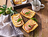 Puff pastry apple tart with quark and honey