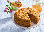 Russian honey cake with caramel cream