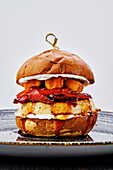 Gourmet burger with pumpkin and bacon