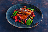 Roasted pike with beetroot and balsamic sauce