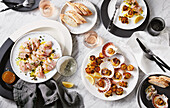 Grouper crudo with capers and fried scallops