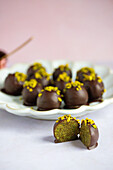 Chocolate pistachio date balls