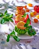 Summery pineapple tomato sorbet with fresh mint