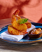 Tempura prawns with lettuce heart and spicy mayonnaise