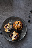 Blueberry muffins with desiccated coconut