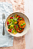Kidney bean loaf with salad and vegetables