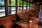 Azpeitia old steam train car in the Basque Railway Museum one of the most important of its kind in Europe. Railway history of Euskadi in Azpeitia, Gipuzkoa, Euskadi, Basque country, Spain.