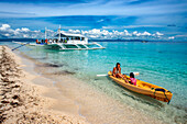 Kayaks in the beach in the Philippines Kalanggaman island, Malapascua, Cebu, Philippines