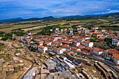 Aerial view of salinas de añana salt flat, Añana, Alava, Araba Basque Country, Euskadi Spain