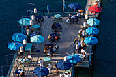 A restaurant on a recreation pier in the Bay of Naples at Sorrento, Italy.