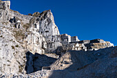 An active marble quarry seen during the quarry tour in Fantiscritti. Carrara, Italy.