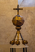 The crown of the lantern on the New Sacristry dome. Medici Chapel Museum. Florence, Italy. The crown is gilded bronze and was designed by Michelangelo.