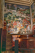 Fresco of the journey of the Magi to Bethlehem in the Magi Chapel in the Palazzo Medici Riccardi in Florence, Italy. Members of the de' Medici family are depicted in the painting.