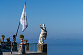 A statue of Augustus Caesar on a cliff-top patio at the Hotel Augustus Caesar in Anacapri, Capri, Italy.