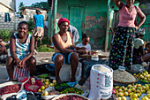 Local market and houses in the historic colonial old town, Jacmel city center, Haiti, West Indies, Caribbean, Central America