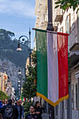 People on the Corso Italia, a pedestrian street in the historic center of Sorrento, Italy.