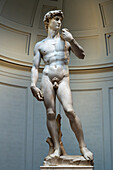 The original David statue by Michelangelo in the Accademia Gallery in Florence, Italy.