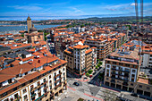 Getxo views from Vizcaya Bridge, a transporter bridge that links the towns of Portugalete and Getxo, Bilbao province, Basque Country, Euskadi, Spain.