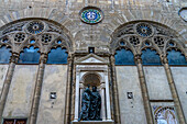 State of Christ and St. Thomas on the Orasanmichele Church in Florence, Italy. They were the patron saints of the merchants' guild. The statue was created by Andrea del Verrocchio in 1413 A.D.