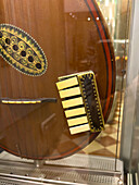 Detail of the keys of an antique keyed English guitar in the Accademia Gallery in Florence, Italy. Circa 1791-1793.