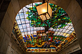 The Tree of Gernika stained glass ceiling in the Assembly House Casa de las Juntas, Gernika Guernica, Basque Country, Spain