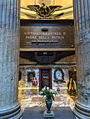 Royal tomb of King Victor Emmanuel II in the Sixth Chapel in the Pantheon in Rome, Italy.