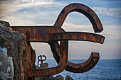 The comb of the wind - Peine del viento sculptures of Eduardo Chillida at the foot of the Igeldo mountain in San Sebastián, Gipuzkoa, Basque country, Euskadi, Spain.