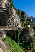 The Amalfi Coast road on the Sorrento Peninsula in italy on the Gulf of Salerno.