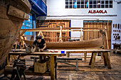 Albaola museum, Historic Whaling Boat reconstruction in the Basque port of Pasaia, Gipuzkoa, Spain.