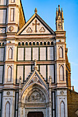 The facade of the Basilica of Santa Croce or Basilica of the Holy Cross in Florence, Italy.