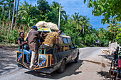 Tap tap taxi in Cayes-de-Jacmel, Cayes de Jacmel, Jacmel, Haiti.