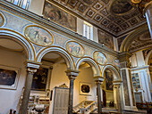 Paintings from the life of Sant Antonino in the nave of the Basilica of Sant'Antonino, Sorrento, Italy.