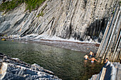 Flysch de Zumaia flysch, sedimentary rock formations, Basque Coast Geopark, Zumaia, Gipuzkoa, Basque Country, Spain