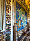 Frescos and antique maps in the Gallery of Maps in the Vatican Museums, Vatican City, Rome, Italy.