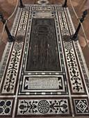 Tomb of Francesco Sansoni Brixio in the floor of the Basilica of Santa Croce, Florence, Italy.