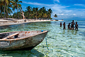 Fishermen in Cayes-à-L’eau, a fishermen islet located northeast of Caye Grand Gosie, Île-à-Vache, Sud Province, Haiti