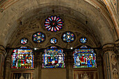 Stained glass windows in the Orsanmichele Church in Florence, Italy.