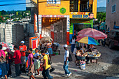 Shops and street scene in Port au Prince city center, Haiti