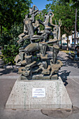 La Naissance des Formes bronze sculpture statue by Ossip Zadkine in Montparnasse-Raspail, Paris 75014, France.