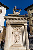 The monument to Giovanni delle Bande Nere in the Piazza San Lorenzo in Florence, Italy. Giovanni was the father of Cosimo I de' Medici.